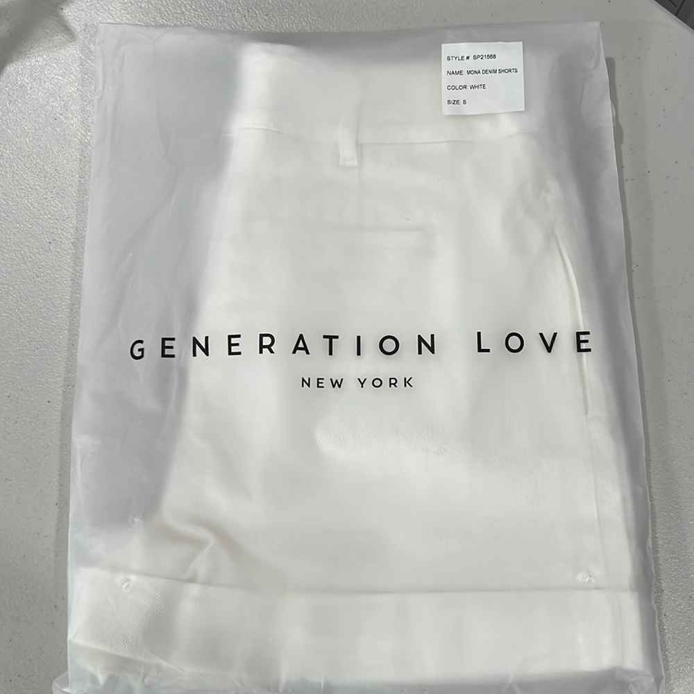 🆕Generation Love Mona High Waist Cuffed Denim White Shorts Classic Fit - Picture 13 of 13